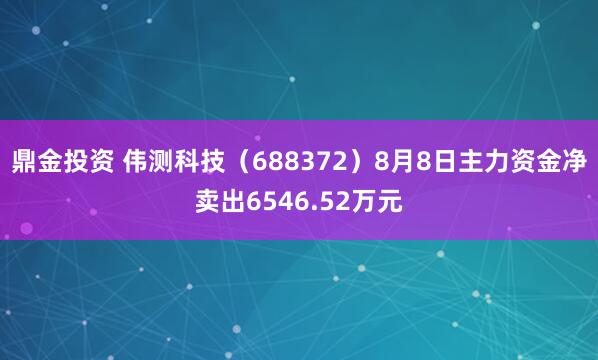 鼎金投资 伟测科技（688372）8月8日主力资金净卖出6546.52万元