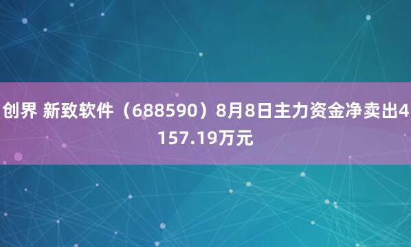 创界 新致软件（688590）8月8日主力资金净卖出4157.19万元
